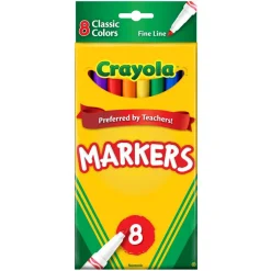 Crayola Fine Line Markers, Assorted Classic Colors, Box Of 8