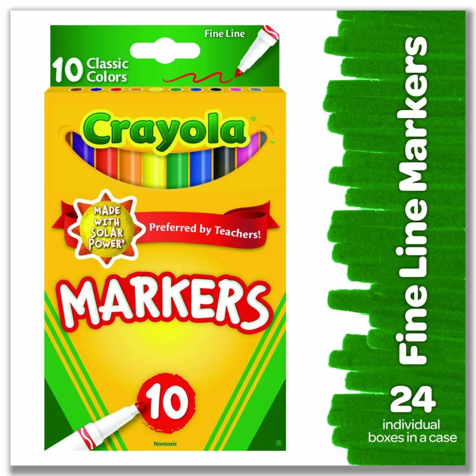 Crayola Fine Line Markers, Assorted Classic Classpack, Pack Of 10