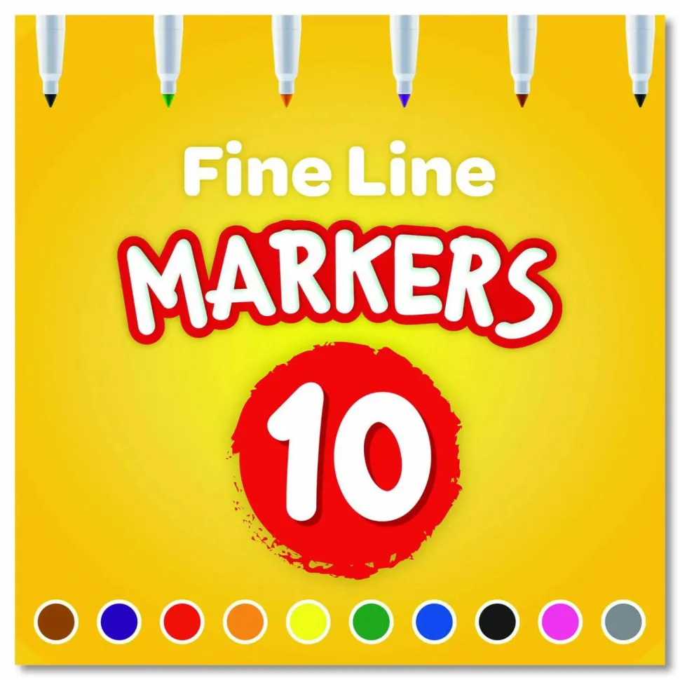 Crayola Fine Line Markers, Assorted Classic Classpack, Pack Of 10