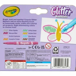 Crayola Glitter Markers, Medium Bullet Tip, Assorted Colors, 8/Set