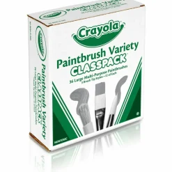 Crayola Large Variety Paint Brush Classpack, Natural; Nylon Bristles, Flat; Round Profiles, 36/Set