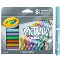 Crayola Metallic Markers, Bullet Point, Assorted Colors, Pack Of 8