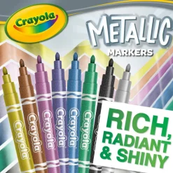 Crayola Metallic Markers, Bullet Point, Assorted Colors, Pack Of 8