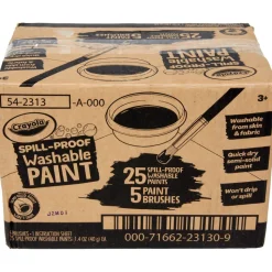 Crayola Spill Proof Washable Paints, 5 Colors, 1.4 oz Cups, 5 Sets/Carton