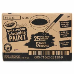 Crayola Spill Proof Washable Paints, 5 Colors, 1.4 oz Cups, 5 Sets/Carton