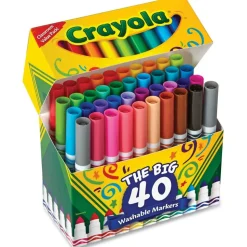 Crayola The Big 40 Washable Markers, Set Of 40 Markers, Conical Point, Assorted Colors