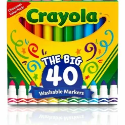 Crayola The Big 40 Washable Markers, Set Of 40 Markers, Conical Point, Assorted Colors