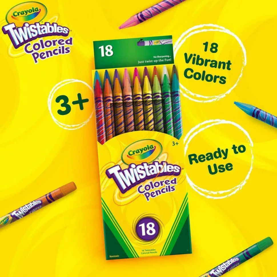 Crayola Twistables Color Pencils, Assorted Colors, Set Of 18