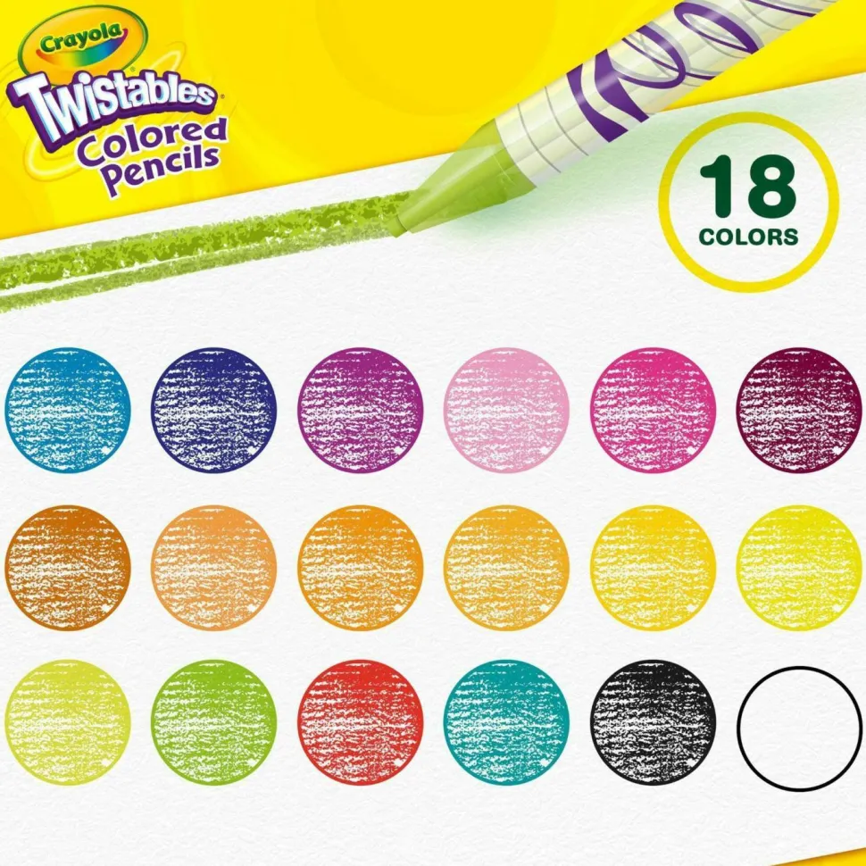 Crayola Twistables Color Pencils, Assorted Colors, Set Of 18