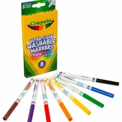 Crayola Ultra-Clean Washable Color Markers, Thin Line, Assorted Classic Colors, Box Of 8