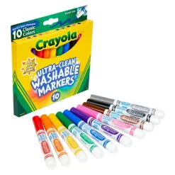 Crayola Ultra-Clean Washable Markers, Broad Tip, Assorted Classic Colors, Box Of 10