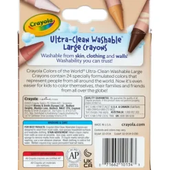 Crayola Ultra-Clean Washabe Large Crayons - Assorted, Almond, Rose, Gold - 24 / Pack