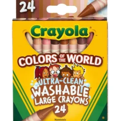 Crayola Ultra-Clean Washabe Large Crayons - Assorted, Almond, Rose, Gold - 24 / Pack
