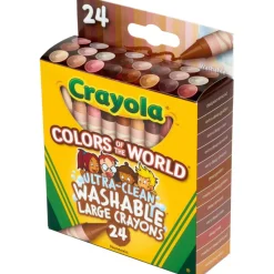 Crayola Ultra-Clean Washabe Large Crayons - Assorted, Almond, Rose, Gold - 24 / Pack