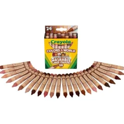 Crayola Ultra-Clean Washabe Large Crayons - Assorted, Almond, Rose, Gold - 24 / Pack