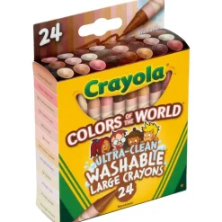 Crayola Ultra-Clean Washabe Large Crayons - Assorted, Almond, Rose, Gold - 24 / Pack