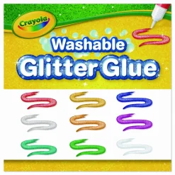 Crayola Washable Glitter Glue, 0.35 oz, Assorted Colors, 9/Pack