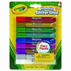 Crayola Washable Glitter Glue, 0.35 oz, Assorted Colors, 9/Pack