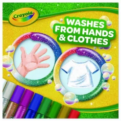 Crayola Washable Glitter Glue, 0.35 oz, Assorted Colors, 9/Pack