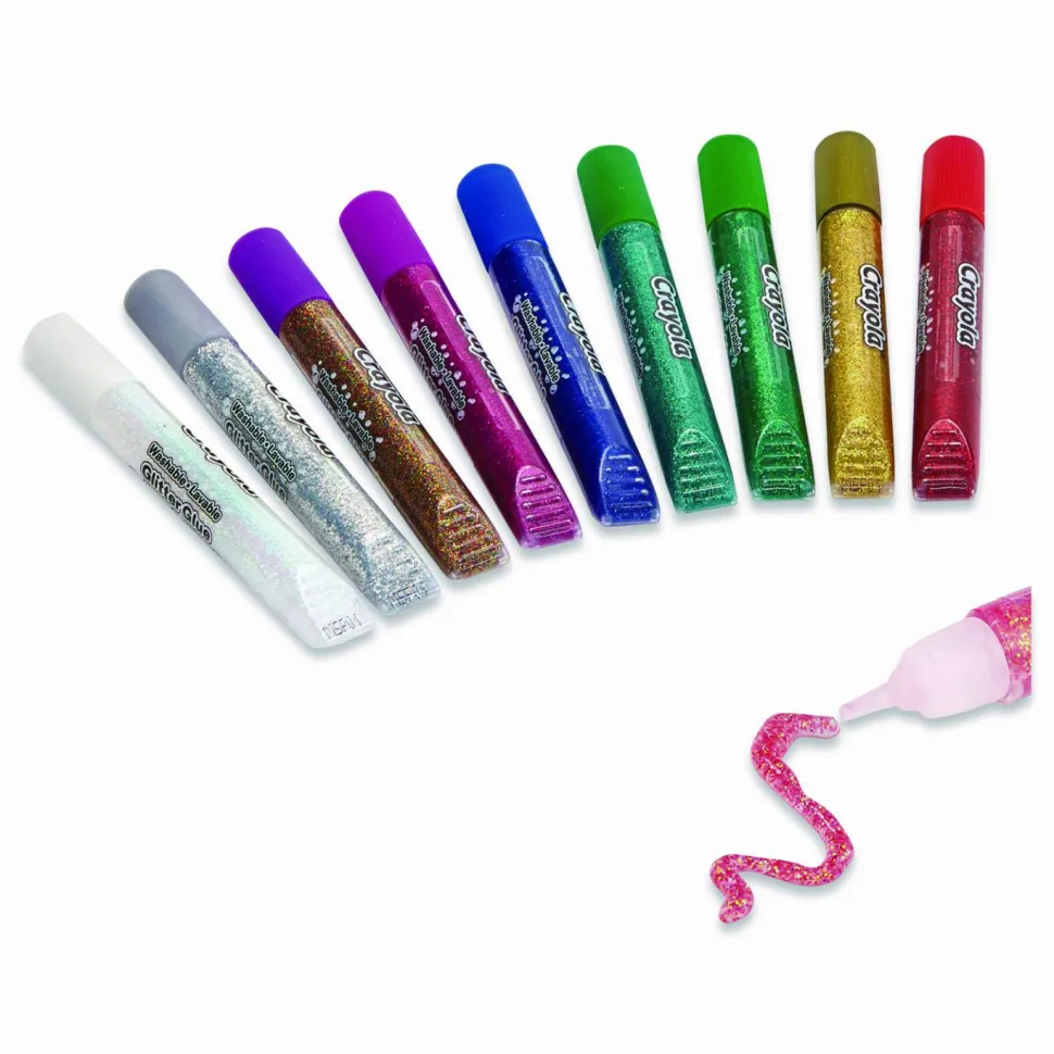 Crayola Washable Glitter Glue, 0.35 oz, Assorted Colors, 9/Pack