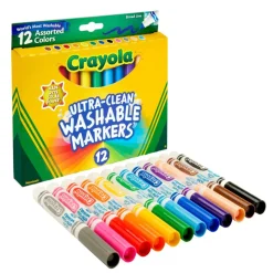 Crayola Washable Markers, Broad Line, Assorted Classic Colors, Box Of 12