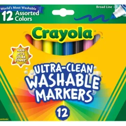 Crayola Washable Markers, Broad Line, Assorted Classic Colors, Box Of 12