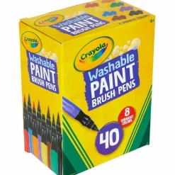 Crayola Washable Paint Brush Pens, Assorted Colors, Box Of 40