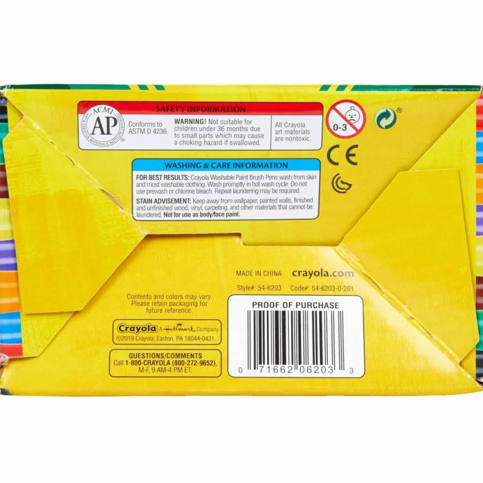 Crayola Washable Paint Brush Pens, Assorted Colors, Box Of 40