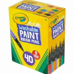 Crayola Washable Paint Brush Pens, Assorted Colors, Box Of 40