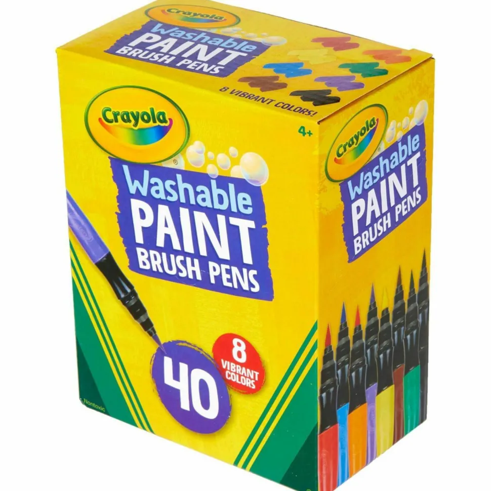Crayola Washable Paint Brush Pens, Assorted Colors, Box Of 40