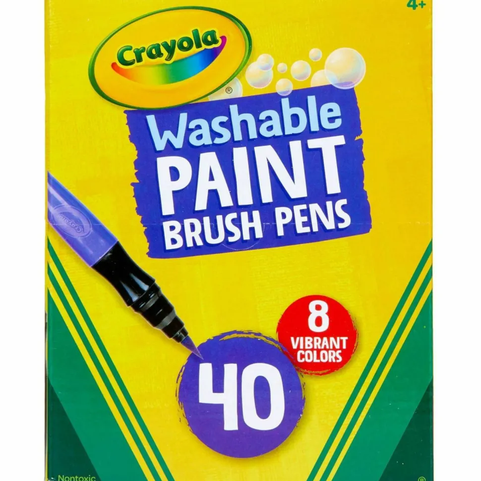 Crayola Washable Paint Brush Pens, Assorted Colors, Box Of 40