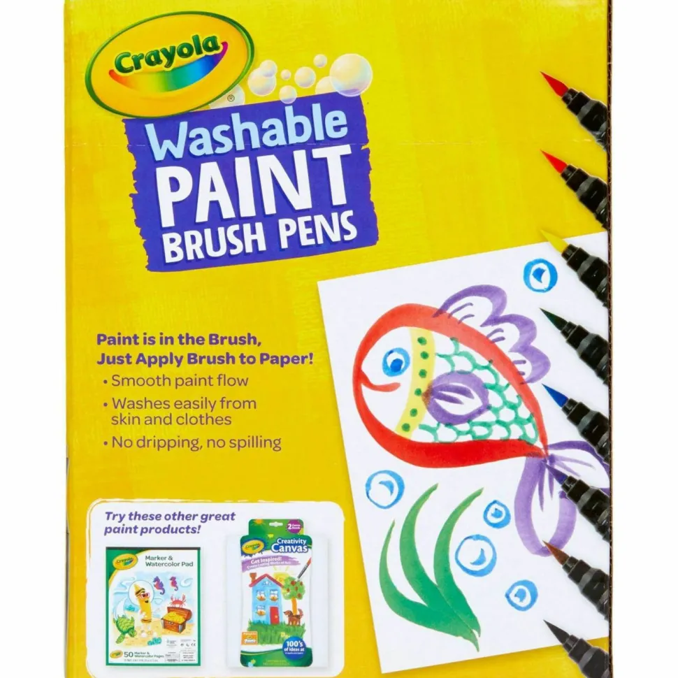 Crayola Washable Paint Brush Pens, Assorted Colors, Box Of 40