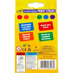 Crayola Washable Paint Sticks, Assorted Colors, Pack Of 6 Sticks