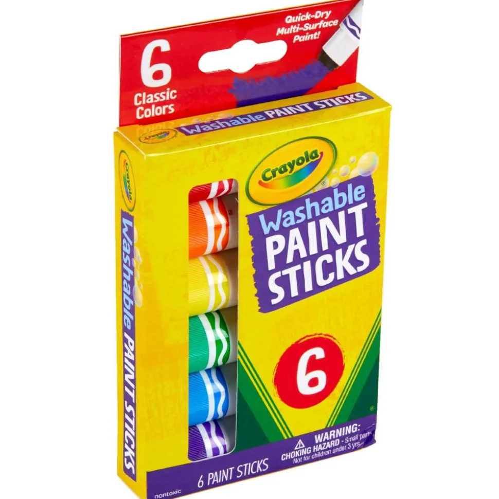 Crayola Washable Paint Sticks, Assorted Colors, Pack Of 6 Sticks