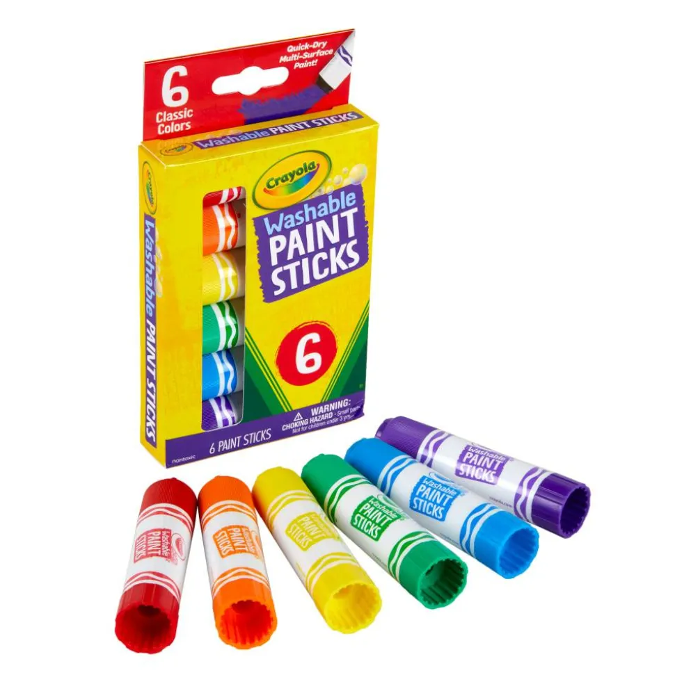 Crayola Washable Paint Sticks, Assorted Colors, Pack Of 6 Sticks