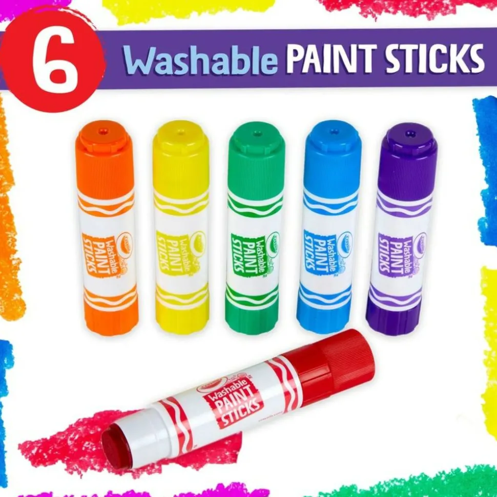 Crayola Washable Paint Sticks, Assorted Colors, Pack Of 6 Sticks