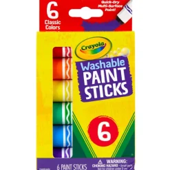Crayola Washable Paint Sticks, Assorted Colors, Pack Of 6 Sticks