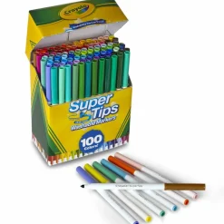Crayola Washable Super Tips Markers, Assorted Colors, Pack Of 100 Markers