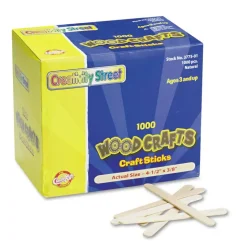 Creativity Street Craft Sticks, 4 1/2" x 3/8", Natural Wood, Pack Of 1,000