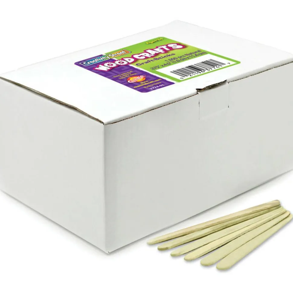 Creativity Street Wood Crafts Economy Craft Sticks, 4-1/2" x 3/8", Natural, Box of 1,000