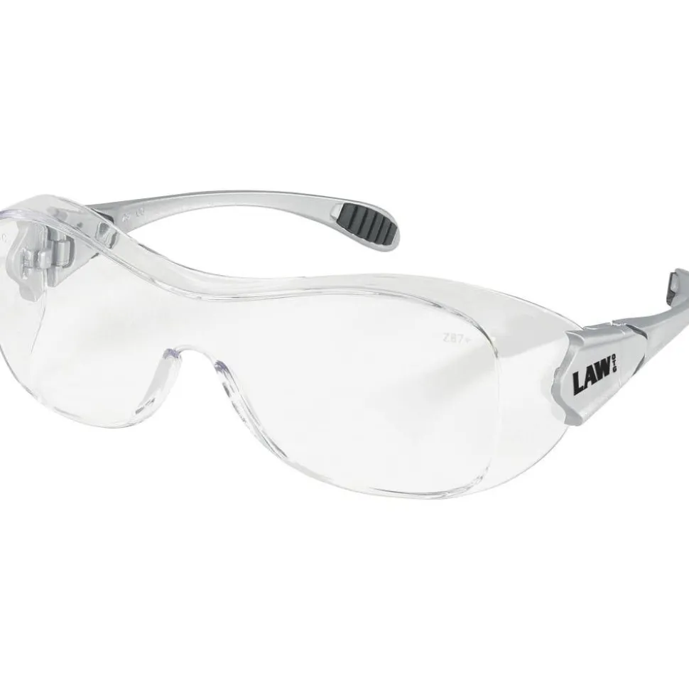 Crews Law Over-The-Glasses Safety Glasses, Gray Frames, Clear Antifog Lenses