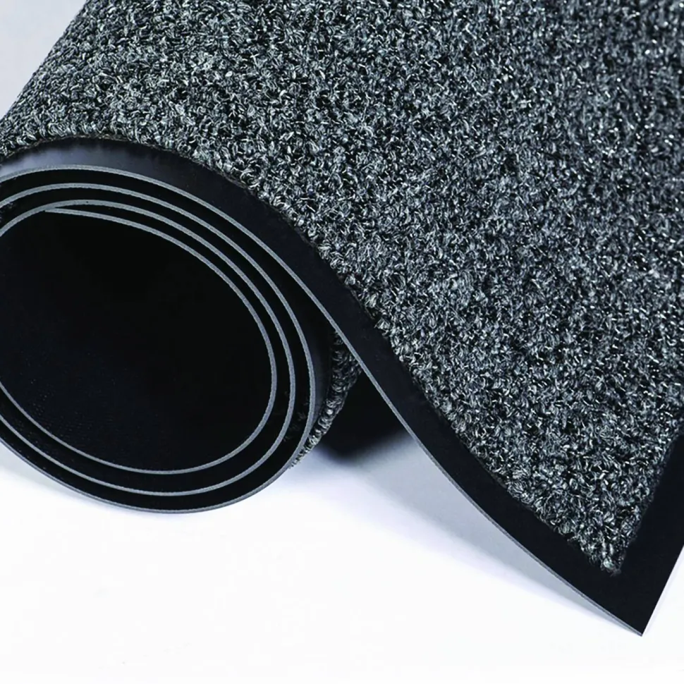 Crown Cross-Over Wiper/Scraper Mat, Rectangular, Gray Carpeted Surface, 48" x 72"
