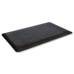 Crown Cushion-Step Marbleized Rubber Mat, Rectangular, Black Smooth Surface, 36" x 72"
