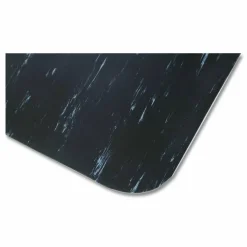 Crown Cushion-Step Marbleized Rubber Mat, Rectangular, Black Smooth Surface, 36" x 72"