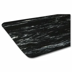 Crown Cushion-Step Marbleized Rubber Mat, Rectangular, Black Smooth Surface, 36
