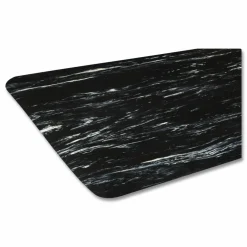 Crown Cushion-Step Marbleized Rubber Mat, Rectangular, Black Smooth Surface, 36" x 60"