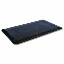 Crown Cushion-Step Marbleized Rubber Mat, Rectangular, Black Smooth Surface, 36