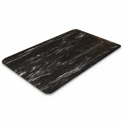 Crown Cushion-Step Marbleized Rubber Mat, Rectangular, Black Smooth Surface, 36