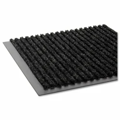 Crown Needle-Rib Wiper/Scraper Mat, Rectangular, Charcoal Gray Ribbed Surface, 48