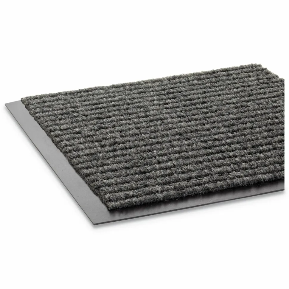 Crown Needle-Rib Wiper/Scraper Mat, Rectangular, Gray Ribbed Surface, 48" x 72"